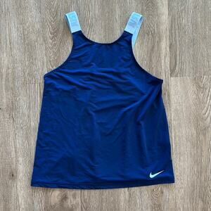 Nike Dri-Fit Elevated Elastika Training Tank Top Navy Blue Size XS High Neck